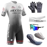 Herren Fahrrad Skinsuit,Kurzarm-Radsportanzug，Gepolstert einteilig Trisuit...