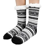 WUISOLQP Herren Kuschelsocken Haussocken Winter Warme Stoppersocken Hausschuhe...