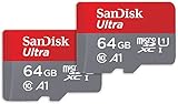 SanDisk Ultra microSDXC UHS-I-Speicherkarte 64 GB + SD-Adapter 2er-Pack (Für...