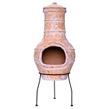 Terrassenofen Gartenkamin Terracotta 85 cm Gartenofen Stahlgestell...
