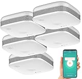 VisorTech WiFi Rauchmelder: 5er-Set WLAN-Design-Rauchmelder mit weltweiter...
