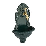 Relaxdays Wandbrunnen, mit Wasserhahn, antik, Waschbecken Garten, Aluminiumguss,...