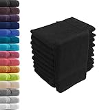 10er Set Waschhandschuhe Waschlappen Schwarz 16x21 cm | 100% Baumwolle Frottier...