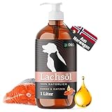 Lachsöl Hunde 1L in praktischer Flasche mit Pumpspender, Lachsöl Katze mit...