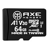 AXE 64GB MicroSDXC-Speicherkarte + SD Adapter mit A1 App Performance, V30, UHS-I...