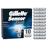 Gillette Sensor Excel Rasierklingen, 10 Ersatzklingen für Nassrasierer Herren...