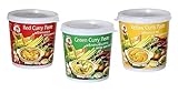 COCK BRAND Mix 3 x 400 g Paste Curry Gelb Grün und Rot