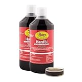 Hanföl 2 x 1 L für Hunde & Pferde – 100% kaltgepresstes Barföl aus dem...