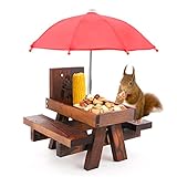 icyant Eichhörnchen-Futterstation mit Regenschirm, hölzerner...