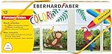 Eberhard Faber 524112 - Fensterkreide Set, 12 Wachsmalstifte für Fenster und...