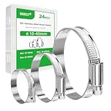 RRRST 24x Schlauchschellen Edelstahl 10-40mm, 304 Edelstahl Korrosion und Rost...