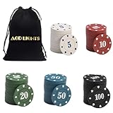 AGD LIGHTS Pokerchips, 100-teiliges Pokerchip-Set, Kunststoff, Lernzähler,...