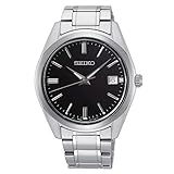 Seiko Herren-Uhr Quarz Edelstahl mit Edelstahlband SUR311P1, Schwarz