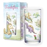 Lutz Mauder Kindertrinkglas — extra dickes Glas mit bunten Dino Motiven - Baby...