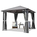 TOOLPORT Gartenpavillon 3x3 m mit Stahldach - Hardtop Pavillon mit 4...