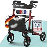 ELONEO Rollator faltbar und leicht mit Sitz, Leichtgewicht-Reiserollator aus...