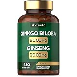 Ginkgo Biloba und Ginseng Tabletten | Ginkgo 9000 mg & Koreanische Ginsengwurzel...