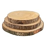 Ideen mit Herz | Deko-Baumscheiben rund | 3er Set | mit Rinde | 3 verschiedene...