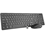 Rii Tastatur Maus Set kabellos, Funktastatur mit Maus, Wireless Keyboard and...