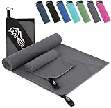 Pameil Mikrofaser Handtuch 2er Set-(160x80cm Groß Badetuch+80x40cm Klein...