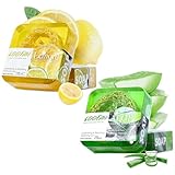 2 Naturseife Seife Stück Mit Luffa Schwamm, Aloe Vera Seif+Lemon Bar Soap,...
