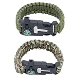 Paracord Survival Armband, 2 Stück Survival Kit mit Flint Fire Starter,...