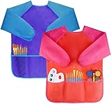 Amaza 2Pcs Malschürze Kinder Malkittel Bastelschürze 2-8 Jahre Langarm mit...