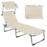 Montafox Sonnenliege 195 x 59 x 32 cm Strand Liege Tragbar max.150 kg Sonnendach...