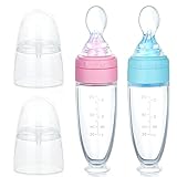 Aolso Silikon-Babynahrungs-Spenderlöffel, 2pcs Baby Löffel Flasche Squeeze...