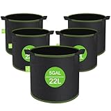 CNMTCCO Stofftöpfe, 5 Stück Pflanzsack 20L+10% = 22 L Grow Töpfe,...