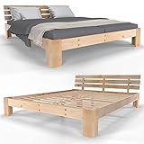 SANZARO Holzbett 160 x 200 cm - Massivholz Bett Kiefer Doppelbett Balkenbett...