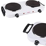 Grafner Kochplatte doppelt mit klappbaren Griffen, 2000 Watt, 2 Massekochfelder...