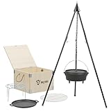 BBQ-Toro Dutch Oven Set 6-teilig mit Holzkiste | Gusseisen Set mit Dutch Oven 6...