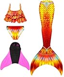 DNFUN Mädchen Monoflossen mit Cosplay Bikini Set und Flossen