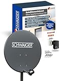 SCHWAIGER Satellitenschüssel Komplettset - Ø 60 cm Stahl Offset Antenne in...