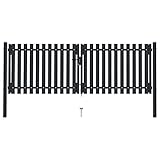 Willood Doppelflügel Zauntor Stahl 306x125 cm Anthrazit Gartentor Pforte Hoftor...