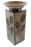 FRANK FLECHTWAREN LED Säule Blätter 2teilig 8 x 18 x 45 cm Schale 28 x 5 cm...