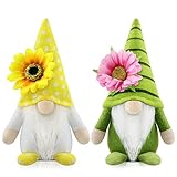 Godeufe 2er Set Sommer Wichtel Figuren Blumen Frühling Dekoration Handgemachte...