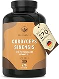 Cordyceps Kapseln hochdosiert - 270 Stück (650mg) - 1950mg pro Tag (10:1 Extrakt) - mit 40% bioaktiven Polysacchariden - Vegan & Deutsche Produktion - TRUE NATURE