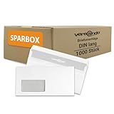 versando 1.000x Briefumschläge mit Fenster DIN lang 220x110mm weiß:...