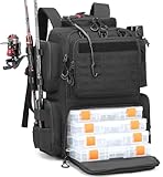 BlesMaller 50L Angelrucksack mit 4 Boxen & Rutenhaltern Angeltasche...