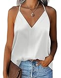 Zeagoo Damen Satin Tank Top Weich Basic V-Ausschnitt Cami Sommer Ärmellose...