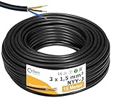 NYY-J 3x1,5mm² 15m Erdkabel Länge am Stück | Elektrokabel Ring für Verlegung...