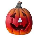 XXL Kürbis-Laterne als LED Halloween-Deko Set in 28x25 cm - Großer Keramik...