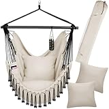 tectake® Hängesessel Outdoor wetterfest oder Indoor mit Tabletfach und...