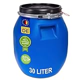 plasteo® Deckelfass 30 Liter Blau Spannverschluss Lebensmittelecht Luftdicht...