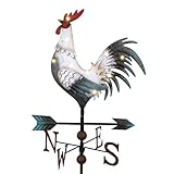 TERESA'S COLLECTIONS Wetterhahn Windfahne,Metall-Hahn Wind Vane 86cm,Weiß...