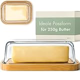 KIVY Butterdose Glas mit luftdichtem Deckel für streichzarte Butter - BPA Frei...