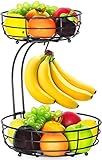 Bomclap Obstkorb mit Bananenhalter - 2 Stöckig Obstschale aus Metall - Küche...