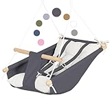 Leinwand Baby Hängematte Schaukel von Cateam - Grau-Weiß - Hängende Schaukel...